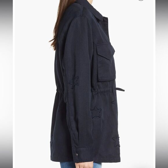 Rails Lancaster Jacket Indigo Stars Linen Blend Zip - Picture 3 of 8